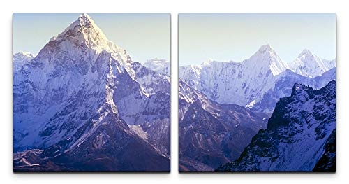 Paul Sinus Art GmbH schneebedeckter Himalaya 120x60cm - 2 Wandbilder je 60x60cm Kunstdruck modern Wandbilder XXL Wanddekoration Design Wand Bild