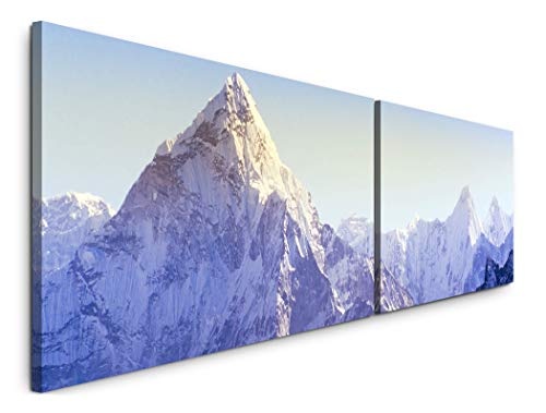 Paul Sinus Art schneebedeckter Himalaya 180x50cm - 2 Wandbilder je 50x90cm - Kunstdrucke - Wandbild - Leinwandbilder fertig auf Rahmen