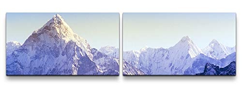 Paul Sinus Art schneebedeckter Himalaya 180x50cm - 2 Wandbilder je 50x90cm - Kunstdrucke - Wandbild - Leinwandbilder fertig auf Rahmen