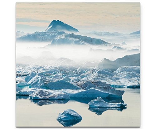 Paul Sinus Art Leinwandbilder | Bilder Leinwand 90x90cm Eisberge in Grönland