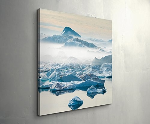 Paul Sinus Art Leinwandbilder | Bilder Leinwand 90x90cm Eisberge in Grönland