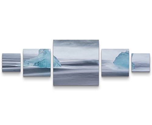 Paul Sinus Art Leinwandbilder | Bilder Leinwand 160x50cm Eisberge auf Island