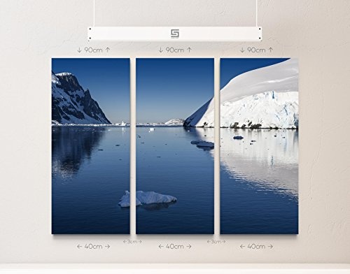 Paul Sinus Art Leinwandbilder | Bilder Leinwand 130x90cm Gletscher und Eisberge der Antarktis