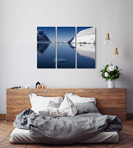 Paul Sinus Art Leinwandbilder | Bilder Leinwand 130x90cm Gletscher und Eisberge der Antarktis
