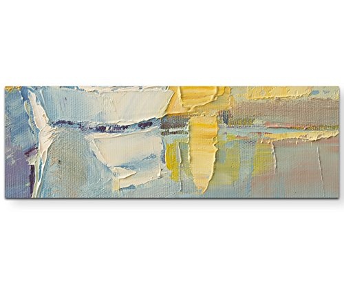Paul Sinus Art Leinwandbilder | Bilder Leinwand 150x50cm Ölgemälde mit Pinselstriche in kühlen Farben