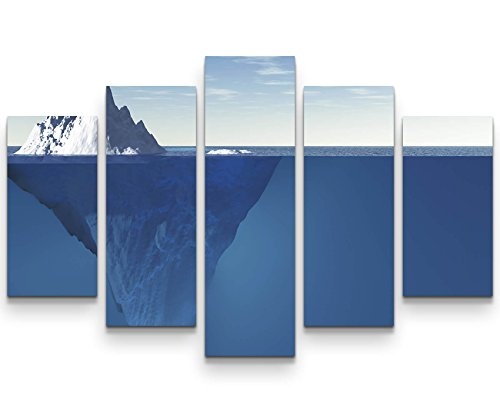 Paul Sinus Art Leinwandbilder | Bilder Leinwand 160x100cm Eisberg mit sichtbarer Fläche Unter Wasser