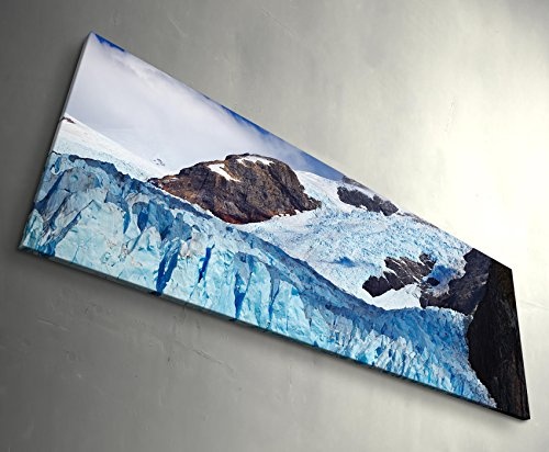 Paul Sinus Art Leinwandbilder | Bilder Leinwand 120x40cm wunderschöner Blauer Spegazzini Gletscher - Argentinien