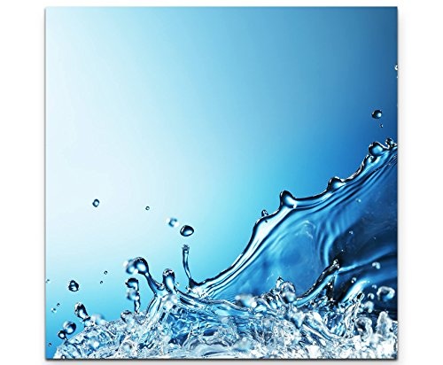 Paul Sinus Art Leinwandbilder | Bilder Leinwand 60x60cm Wasserspritzer auf Blauem Hintergrund