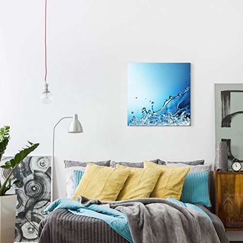Paul Sinus Art Leinwandbilder | Bilder Leinwand 60x60cm Wasserspritzer auf Blauem Hintergrund