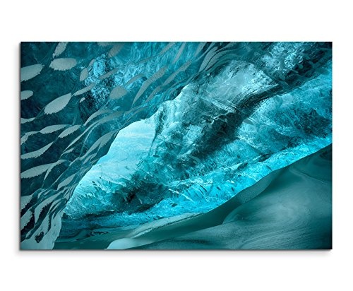 Paul Sinus Art Kunstfoto auf Leinwand 60x40cm Digitale Illustration - Eisschlucht auf Leinwand Exklusives Wandbild Moderne Fotografie für Ihre Wand in Vielen Größen
