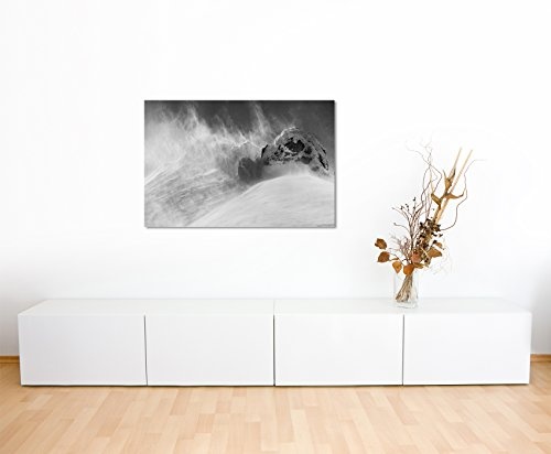 Paul Sinus Art Kunstfoto auf Leinwand 60x40cm Naturfotografie - Grauer Schneesturm auf Leinwand Exklusives Wandbild Moderne Fotografie für Ihre Wand in Vielen Größen