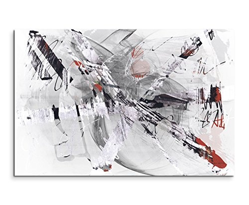 Paul Sinus Art 120x80cm Leinwandbild Leinwanddruck Kunstdruck Wandbild Grau Beige Rot Weiß Gemalt