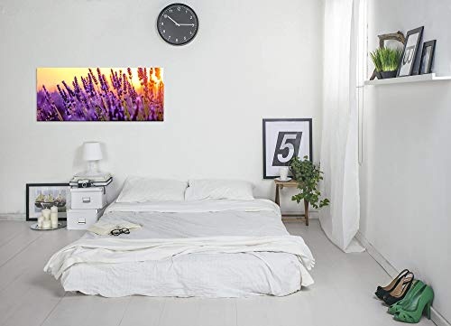 Paul Sinus Art GmbH Lavendel Felder 120x 50cm Panorama Leinwand Bild XXL Format Wandbilder Wohnzimmer Wohnung Deko Kunstdrucke
