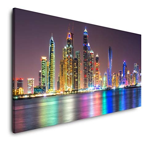 Paul Sinus Art Skyline von Dubai 120x 60cm Panorama Leinwand Bild XXL Format Wandbilder Wohnzimmer Wohnung Deko Kunstdrucke