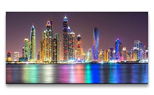 Paul Sinus Art Skyline von Dubai 120x 60cm Panorama Leinwand Bild XXL Format Wandbilder Wohnzimmer Wohnung Deko Kunstdrucke