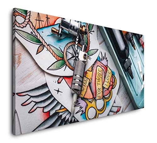 Paul Sinus Art Tattoo Studio 120x 60cm Panorama Leinwand Bild XXL Format Wandbilder Wohnzimmer Wohnung Deko Kunstdrucke