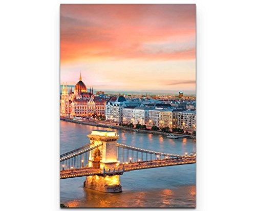 Blick über das Parlament und Donau in Budapest,...