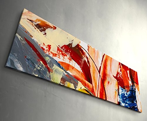 Abstraktes Bild - Pinselstriche - Panoramabild auf Leinwand in 150x50cm