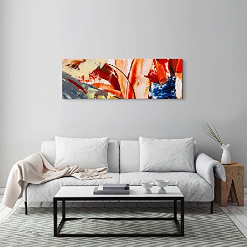 Abstraktes Bild - Pinselstriche - Panoramabild auf Leinwand in 150x50cm