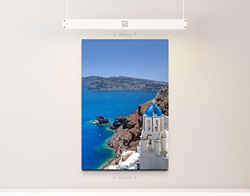 Fotografie - Santorini Kirchenglocke und Kuppeldächer - Poster gerollt 90x60cm