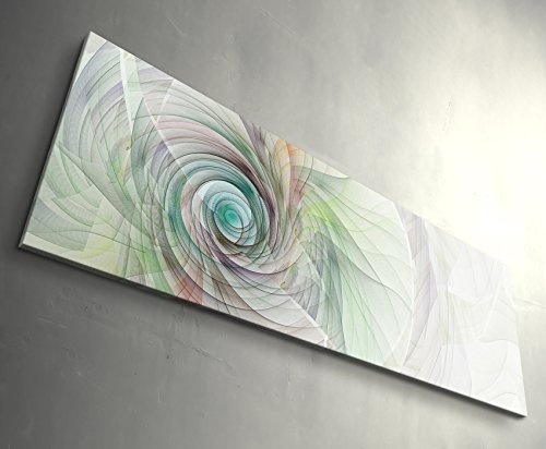 Abstraktes Bild - Spirale aus feinen bunten Linien - Panoramabild auf Leinwand in 120x40cm
