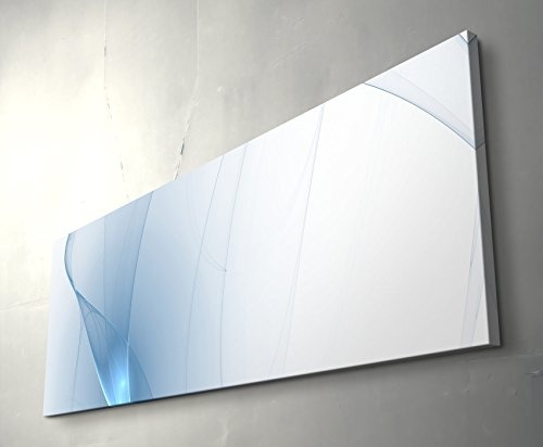 Abstraktes Bild - hauchdünnes blaues Muster auf weißem Untergrund - Panoramabild auf Leinwand in 120x40cm