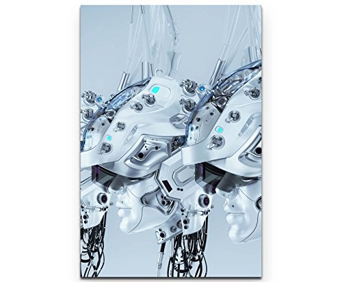 Drei weibliche Roboterköpfe - Poster gerollt 90x60cm