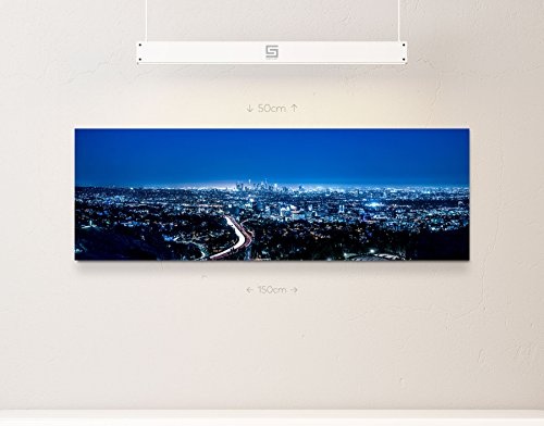 Los Angeles bei Nacht - Panoramabild auf Leinwand in 120x40cm