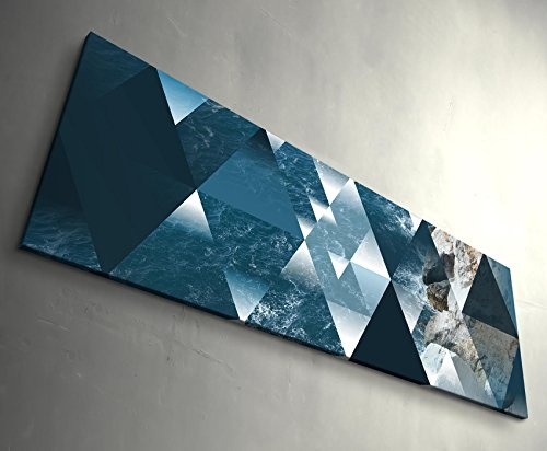 Abstraktes Bild - Dreiecke - Wellen und Strand - Panoramabild auf Leinwand in 120x40cm