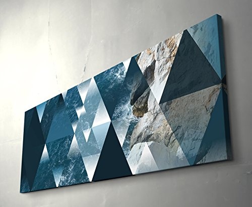 Abstraktes Bild - Dreiecke - Wellen und Strand - Panoramabild auf Leinwand in 120x40cm