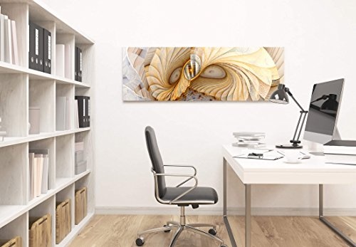 Abstraktes Bild - Muschelfarbene Textur - Panoramabild auf Leinwand in 120x40cm