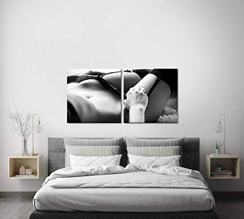 Paul Sinus Art GmbH Halbnackte Frau 120x60cm - 2 Wandbilder je 60x60cm Kunstdruck modern Wandbilder XXL Wanddekoration Design Wand Bild