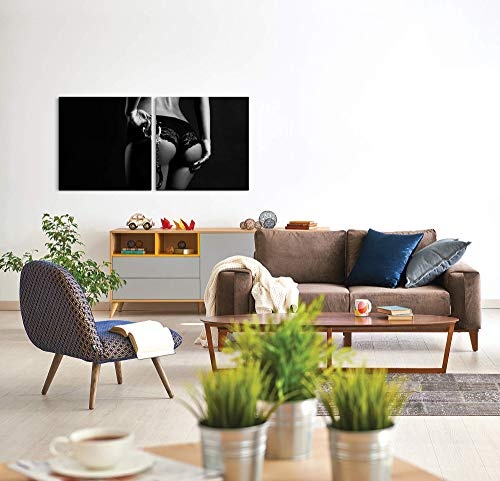 Paul Sinus Art GmbH Frau in Unterwäsche 120x60cm - 2 Wandbilder je 60x60cm Kunstdruck modern Wandbilder XXL Wanddekoration Design Wand Bild