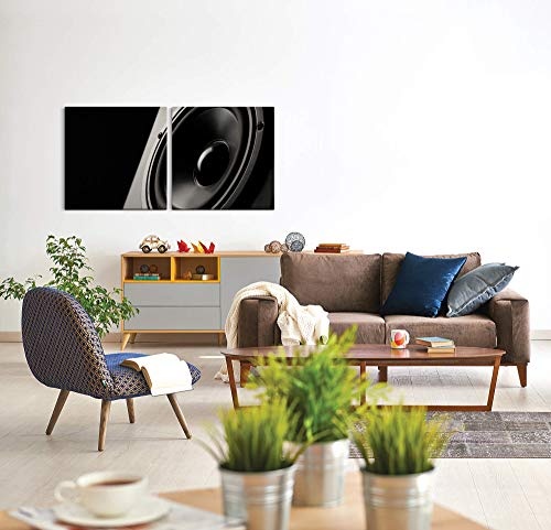 Paul Sinus Art GmbH Lautsprecher Nahaufnahme 120x60cm - 2 Wandbilder je 60x60cm Kunstdruck modern Wandbilder XXL Wanddekoration Design Wand Bild