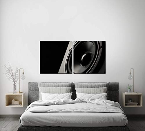 Paul Sinus Art GmbH Lautsprecher Nahaufnahme 120x60cm - 2 Wandbilder je 60x60cm Kunstdruck modern Wandbilder XXL Wanddekoration Design Wand Bild