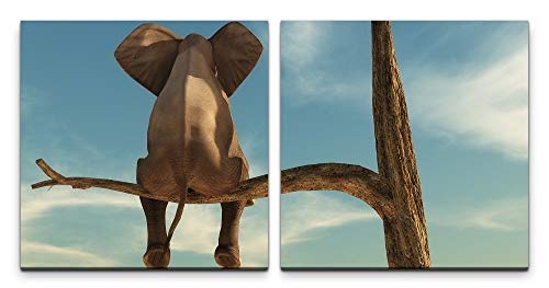 Paul Sinus Art GmbH Elefant auf Einem Baum 120x60cm - 2...