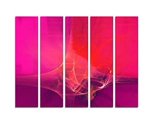 5x30x120cm Abstrakt028_ (Gesamt 160x120cm) knallig pink fuchsia brombeer Abstrakte Kunst Kunstdruck auf Leinwand zeitloses Wohnambiente TOP moderne Wandgestaltung