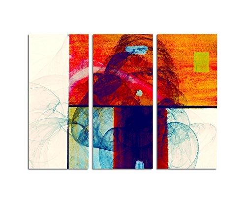 Unberührte Vielfalt - Abstrakt372_3x90x40cm Bild auf Leinwand knallig bunt Abstraktes Motiv mehrteilig Tryptichon Kunstdruck auf Keilrahmen