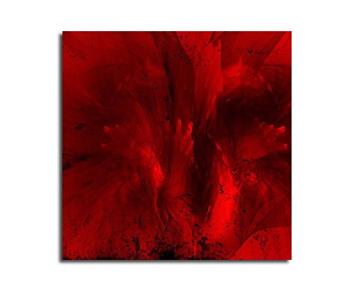 Brennende Leidenschaft - Abstrakt326_60x60cm Bild auf Leinwand Abstraktes Motiv knallig rot schwarz quadratisches Format Kunstdruck auf Keilrahmen
