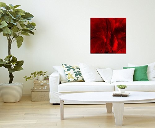 Brennende Leidenschaft - Abstrakt326_60x60cm Bild auf Leinwand Abstraktes Motiv knallig rot schwarz quadratisches Format Kunstdruck auf Keilrahmen
