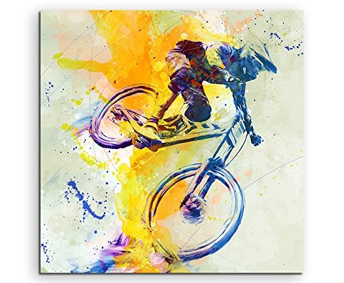 MTB DH 60x60cm Wandbild SPORTBILD Aquarell Art Tolle Farben von Paul Sinus