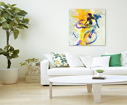 MTB DH 60x60cm Wandbild SPORTBILD Aquarell Art Tolle Farben von Paul Sinus