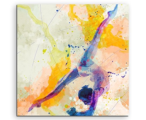Turnen IV 60x60cm Wandbild SPORTBILD Aquarell Art Tolle Farben von Paul Sinus