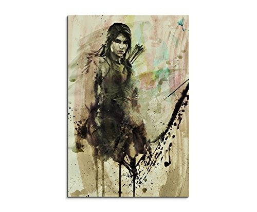 Bogenschuetze Tomb Raider II 90x60cm Aquarell Art Bilder Unikat Leinwandbild direkt vom Künstler Paul Sinus Art