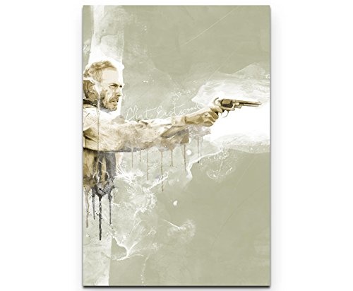 Clint Eastwood 90x60cm Paul Sinus Art Splash Art Wandbild auf Leinwand color