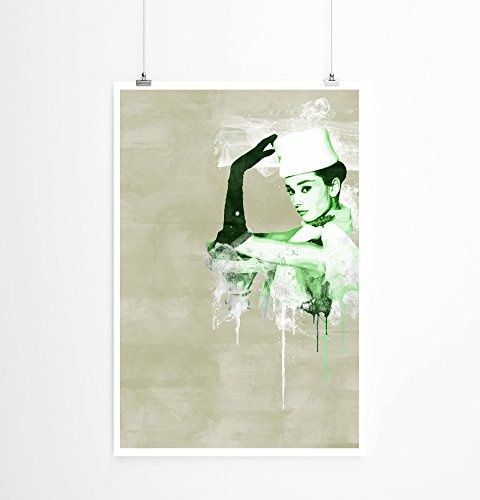 Audrey Hepburn II 90x60cm Paul Sinus Art Splash Art Wandbild als Poster ohne Rahmen gerollt