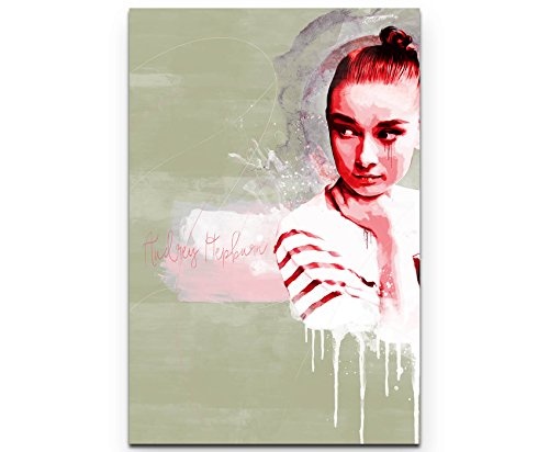 Audrey Hepburn 90x60cm Paul Sinus Art Splash Art Wandbild auf Leinwand color
