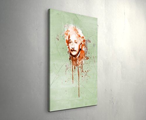 Albert Einstein 90x60cm Paul Sinus Art Splash Art Wandbild auf Leinwand color