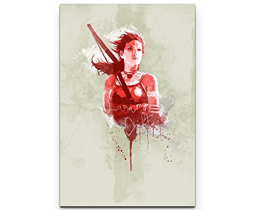 Lara Croft 90x60cm Paul Sinus Art Splash Art Wandbild auf Leinwand color