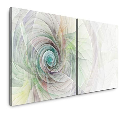 Paul Sinus Art GmbH kreatives Design in Pastell 120x60cm - 2 Wandbilder je 60x60cm Kunstdruck modern Wandbilder XXL Wanddekoration Design Wand Bild